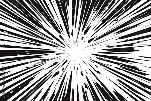 Fototapeta Abstract black and white burst pattern.  Dynamic radial lines create a sense of movement and energy.