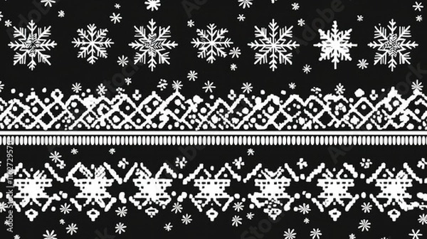 Fototapeta Black and white patterned Christmas sweater design, perfect for cozy winter apparel themes