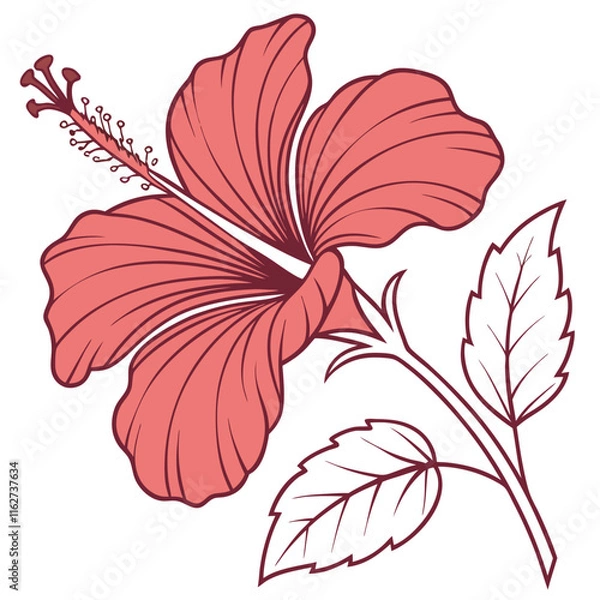 Obraz A vibrant vector design of a scarlet hibiscus flower, perfect for digital artwork and design projects.