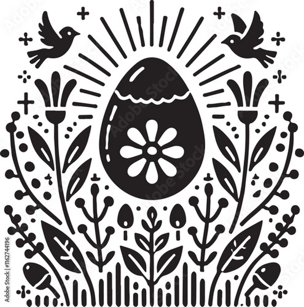 Fototapeta Easter icon silhouette vector with white background