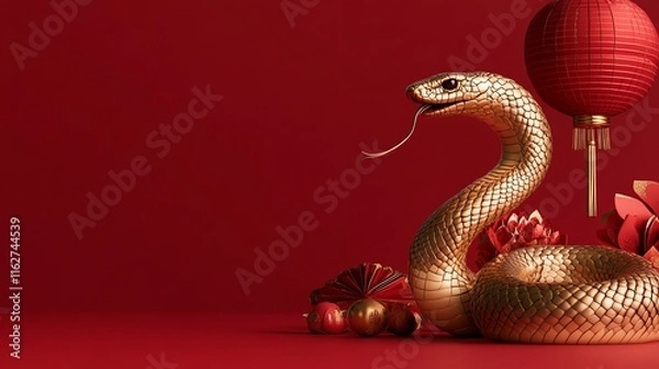 Fototapeta Golden snake illustration symbolizing the Year of the Snake