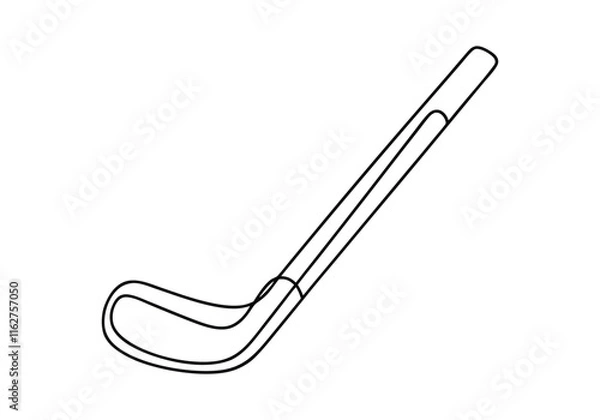 Fototapeta Minimalist Continuous Line Art of a Hockey Stick with Curved Blade in a Modern Sports Style