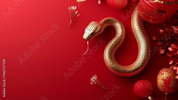 Fototapeta Year of the Snake with a luxurious golden snake design