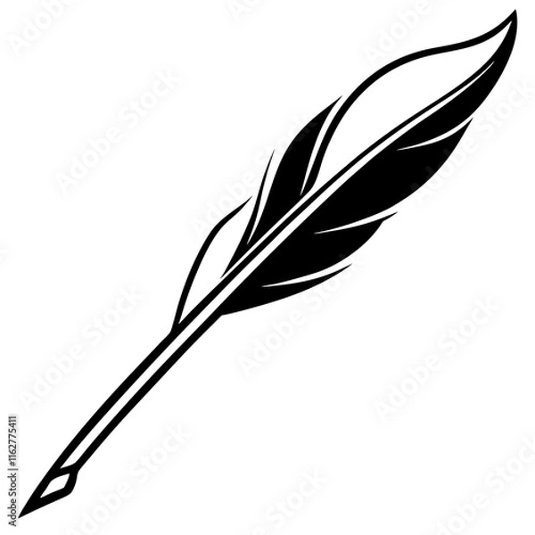 Fototapeta Elegant Writing Quill Line Art Design