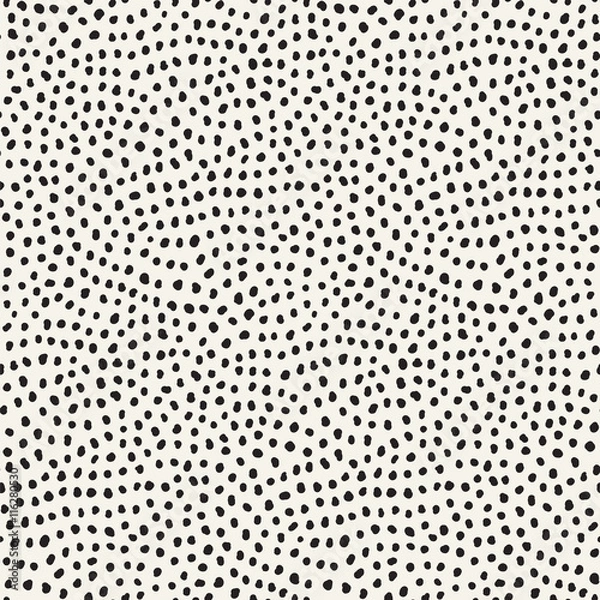Fototapeta Hand drawn black dots on white background. Vector seamless pattern