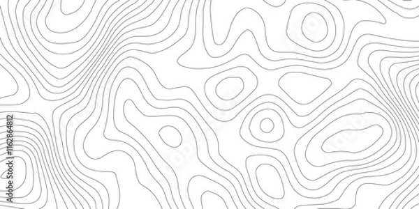 Obraz Topographic map background geographic line map,modern design with white background and black wave lines,luxury topographic wavy pattern and geographic grid map design .