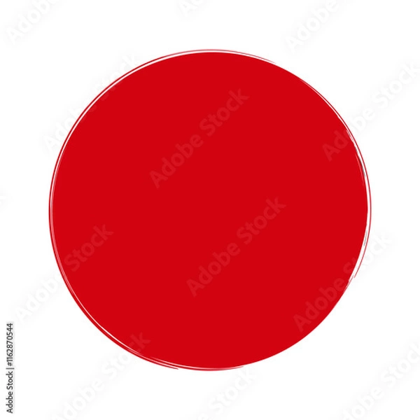Fototapeta ラフな手書きの赤い丸 - 筆でラフに描いたシンプルでおしゃれな円のイラスト素材