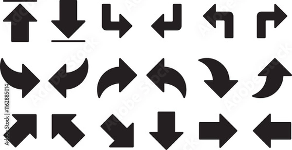 Fototapeta Arrows set black icons. Arrow icon. Arrow vector collection. Doddle arrow set, collection of arrows. Collection different arrows sign. Black vector arrows icons