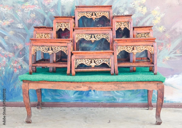 Fototapeta wood shelf for Buddhism