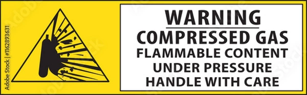 Fototapeta Flammable content compressed gas handle with care warning notice.eps