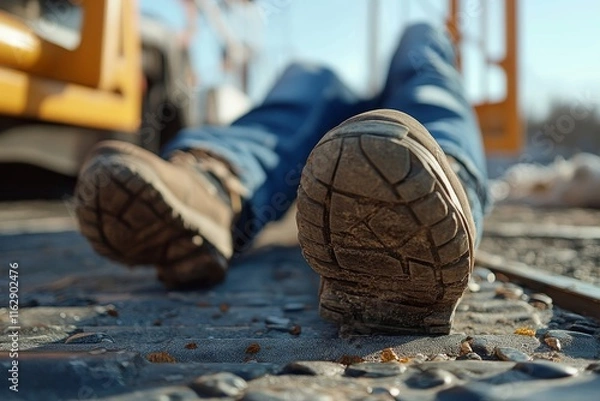 Obraz Fall And Fall Injury Accident At Workplace, Generative AI