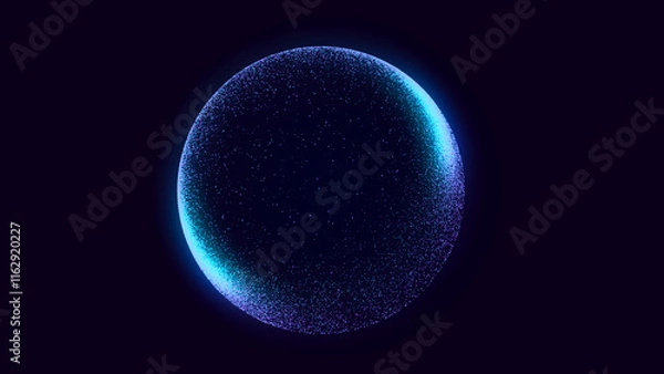 Fototapeta Abstract technology sphere with connecting dots, lines and triangles. Digital abstract network structure. 3D rendering.
