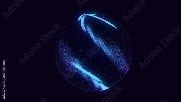 Obraz Abstract technology sphere with connecting dots, lines and triangles. Digital abstract network structure. 3D rendering.