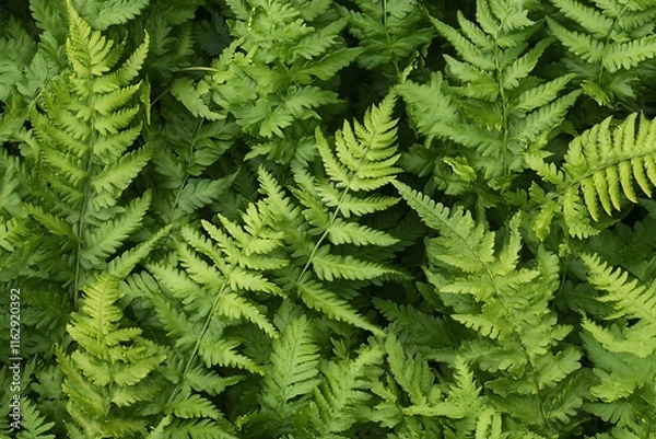 Fototapeta Lush green fern leaves background texture. (4)