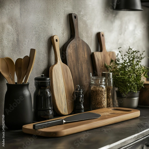 Obraz wooden kitchen utensils