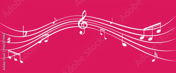 Obraz Music notes wave, Curve musical signs, sound wave line symbol, acoustic composition, Musical note, music sound, musical waves