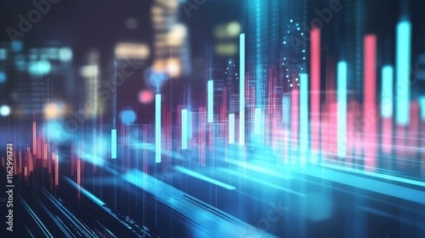 Fototapeta Futuristic data visualization in motion.