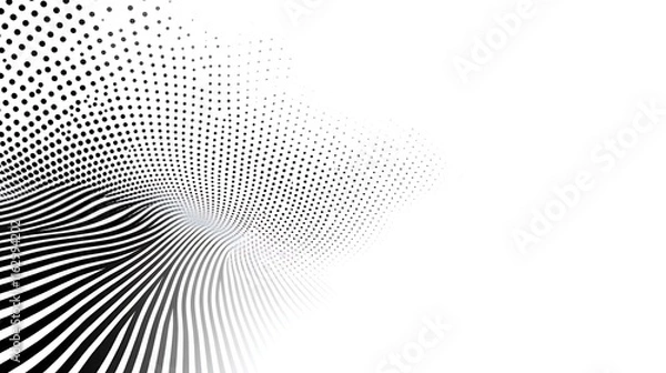 Fototapeta Abstract Black and White Dotted Wave Design