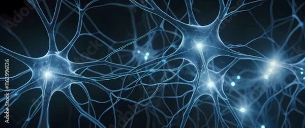 Obraz A close up shot of a network of neurons lighting up visually representing thoughts and ideas
