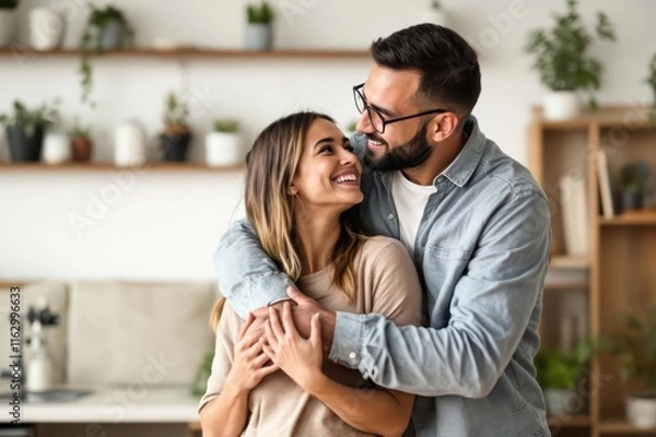 Obraz Couple embracing at home