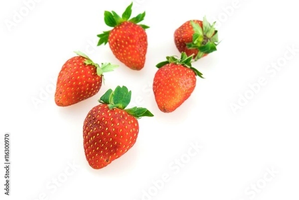 Fototapeta non fresh, Stale, bruised Strawberry isolate on white with copy space, no longer suitable for consumption
