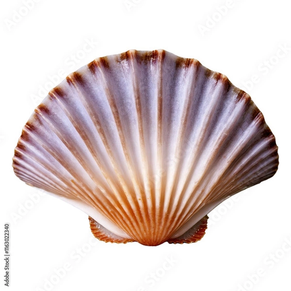 Fototapeta Realistic scallop displayed in a half shell showcasing intricate details and natural colors from coastal waters