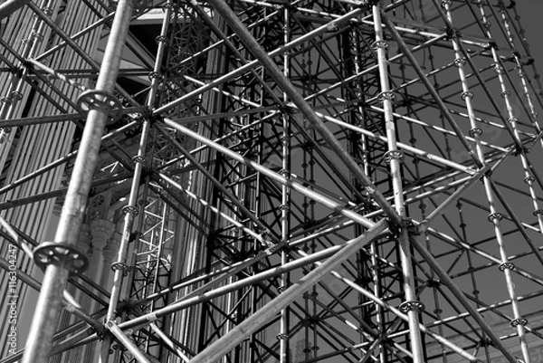 Fototapeta Scaffolding Elements Construction black and white