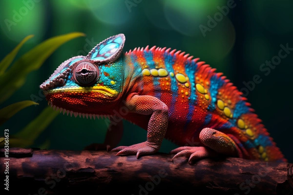 Fototapeta Colorful chameleon in rainforest