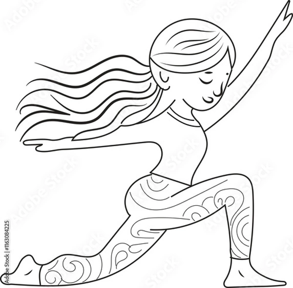 Fototapeta Girl exercising pose illustration 