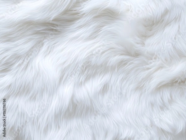 Fototapeta A close-up of soft, white faux fur texture, ideal for cozy decor or fashion items.