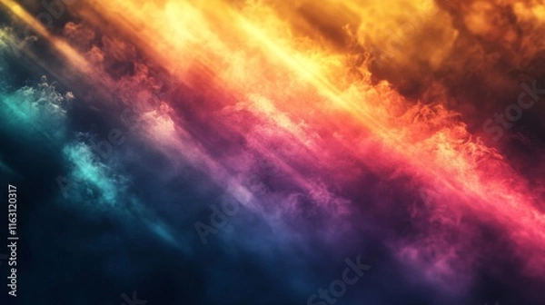 Fototapeta Abstract Colorful Cloudscape with Light Rays