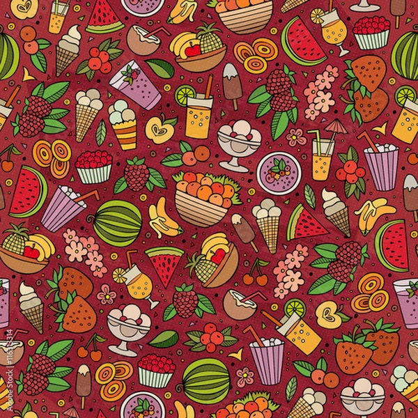 Fototapeta Cartoon summer time seamless pattern