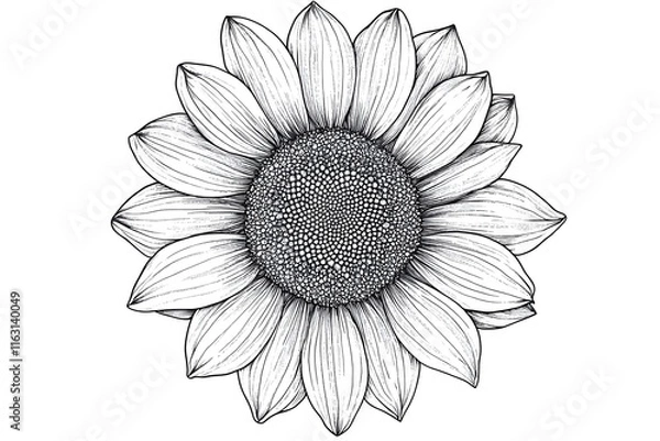 Fototapeta Sunflowers Bloom Beautifully in Black Ink