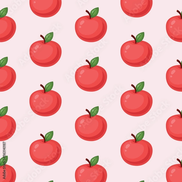Obraz Seamless pattern ripe red apple. Vector illustration