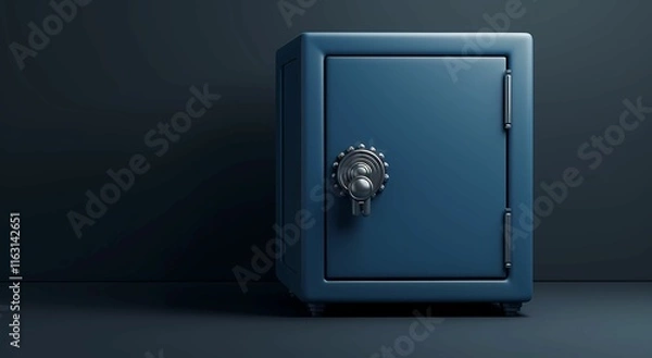 Fototapeta 3D render of a blue safe