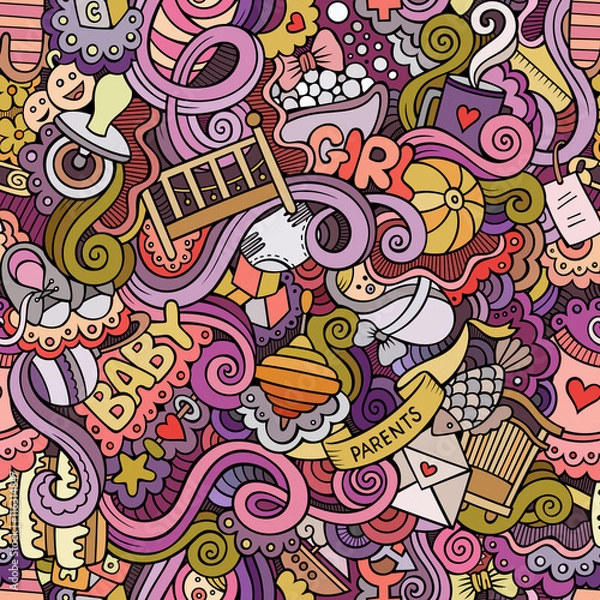 Fototapeta Cartoon vector doodle children seamless pattern