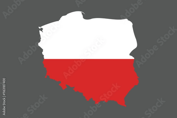 Fototapeta Map of Poland with the national flag of Poland, Poland flag vector graphic, Poland country flag is a symbol of freedom, National Poland flag, vector illustration
