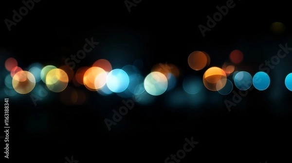 Fototapeta Abstract blur bokeh of soft glowing lights on dark background