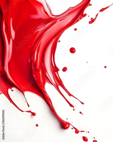 Fototapeta Red Paint Splash on White Background