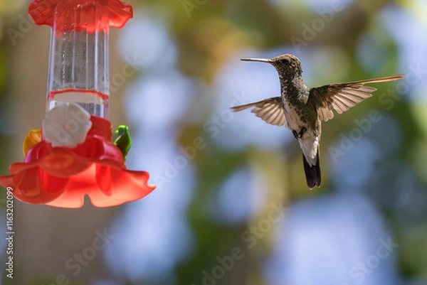 Obraz Violet-fronted Hummingbird at Plastic Nectar Feeder