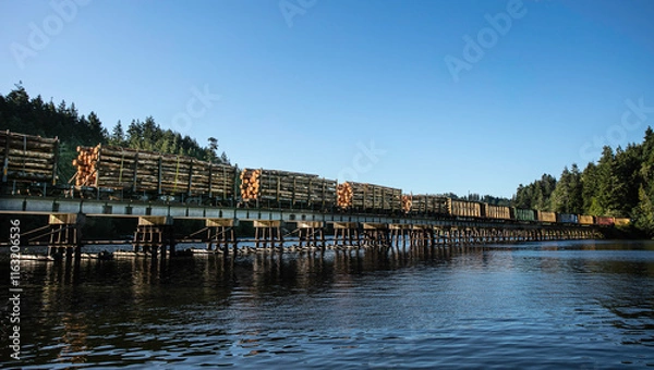 Fototapeta Train Carrying Logs