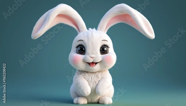 Fototapeta Adorable cute happy bunny. Created with Generative AI.