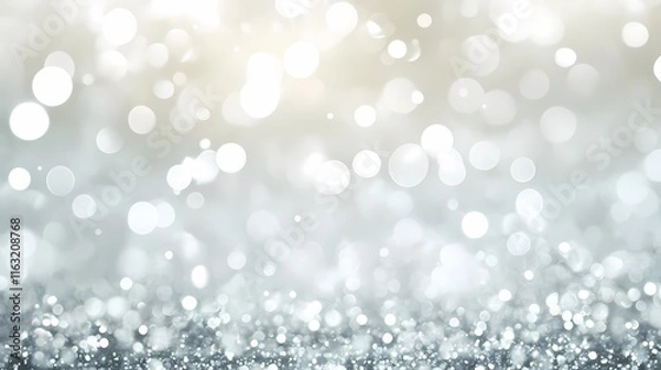 Obraz White bokeh background with white lights, blurred light gray and silver pastel colors for wedding or party design