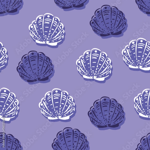 Fototapeta seamless background with seashells