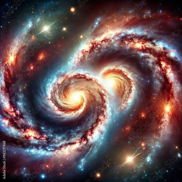 Obraz Binary Galaxy Two galaxies locked in a gravitational dance spira