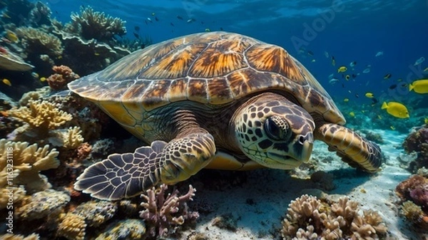 Fototapeta Submerged Peace: The Loggerhead Turtle’s Tranquil Sanctuary