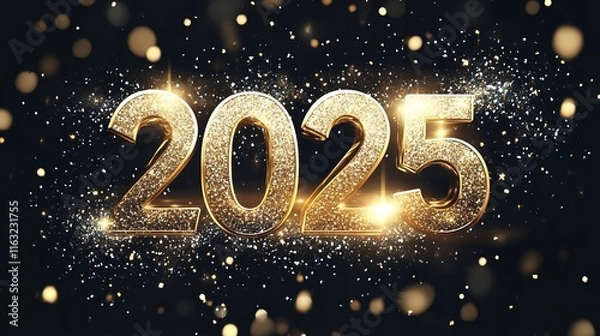 Fototapeta 2025 Happy New year, festive luxury voluminous sparkling