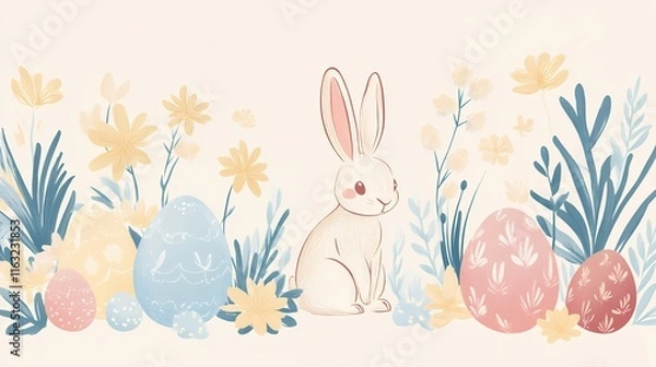 Fototapeta easter bunny with easter eggs