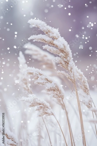 Fototapeta Nature background with beautiful wheat grasses and wild flowers
