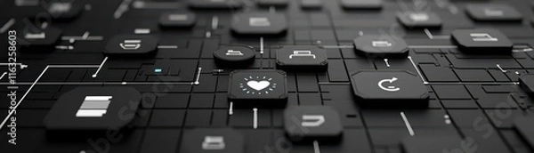 Fototapeta Realtime task alerts for priorities requiring immediate attention cybernetic tone black and white